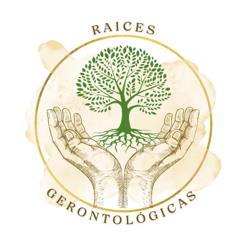 Logo de Raíces Gerontológicas – árbol entre manos